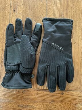 Spyder Black Knit-Panel Men's Performance Gloves XL
